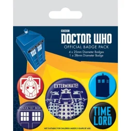 Doctor Who pack 5 badges Exterminate