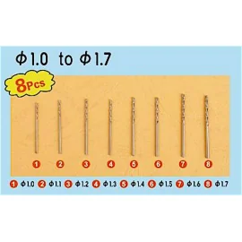 Twist forage Auger Bit Set 2 « (1,0 à 1,7 mm 8 pièces ea)