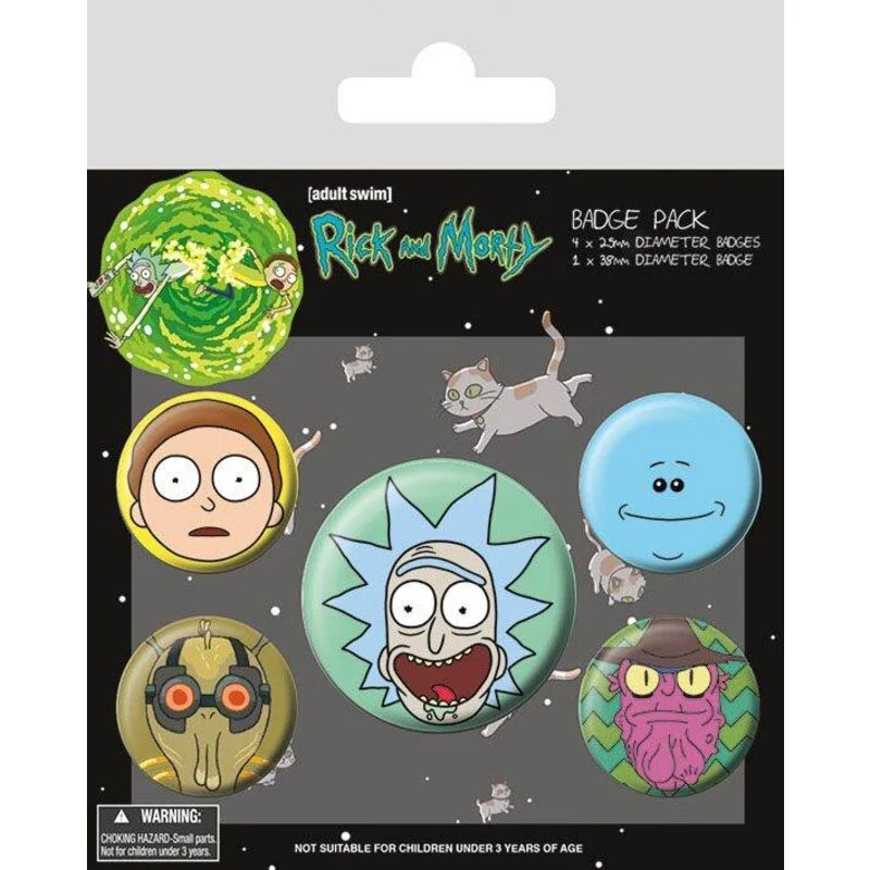 Rick and Morty pack 5 badges Heads