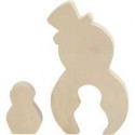 Figurine 2 en 1, bonhommes de neige, h: 7,7+20 cm, l: 5,3+11,3 cm, triplex, 1set, prof. 2 cm