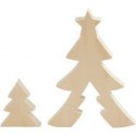 Figurine 2 en 1, sapins de Noël, h: 8+20 cm, l: 6,5+14,5 cm, triplex, 1set, prof. 2 cm