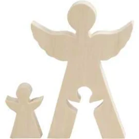 Figurine 2 en 1, anges, h: 7,8+20 cm, l: 4,5+14,3 cm, triplex, 1set, prof. 2 cm