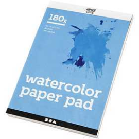 Bloc de papier aquarelle, A5 148x210 mm, 180 gr, blanc, 20flles