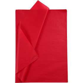 Papier de soie, feuille 50x70 cm, 14 gr, rouge, 10flles