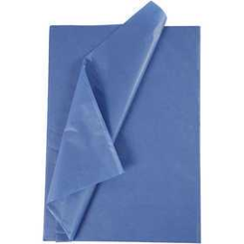 Papier de soie, feuille 50x70 cm, 14 gr, bleu, 10flles