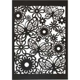 Papier cartonné avec motif dentelle, noir, feuille 10,5x15 cm, 200 gr, 10pièces