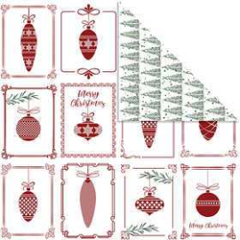 Papier design, feuille 30,5x30,5 cm, 180 gr, Boules et sapins de Noël, 5flles