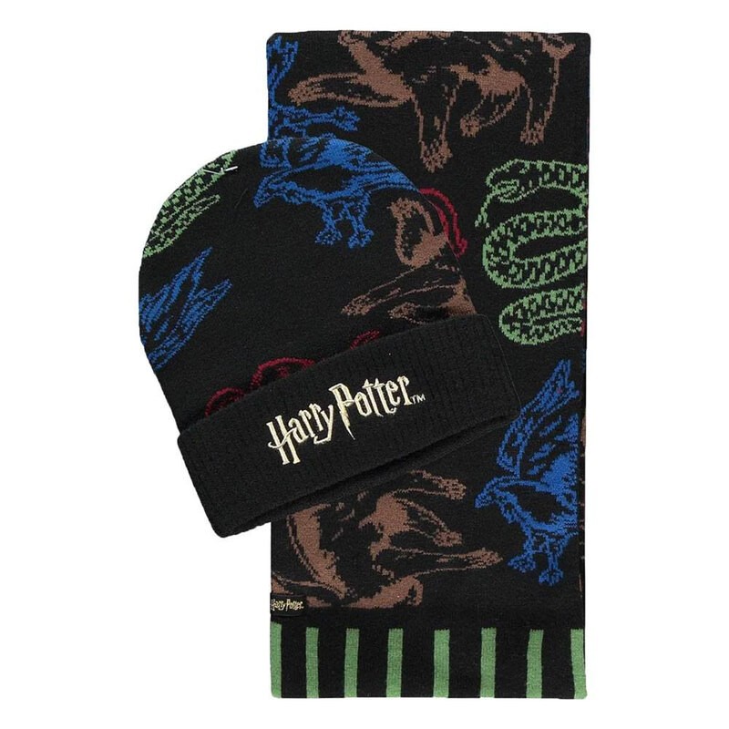 Harry Potter set bonnet & écharpe Hogwarts Houses Colored