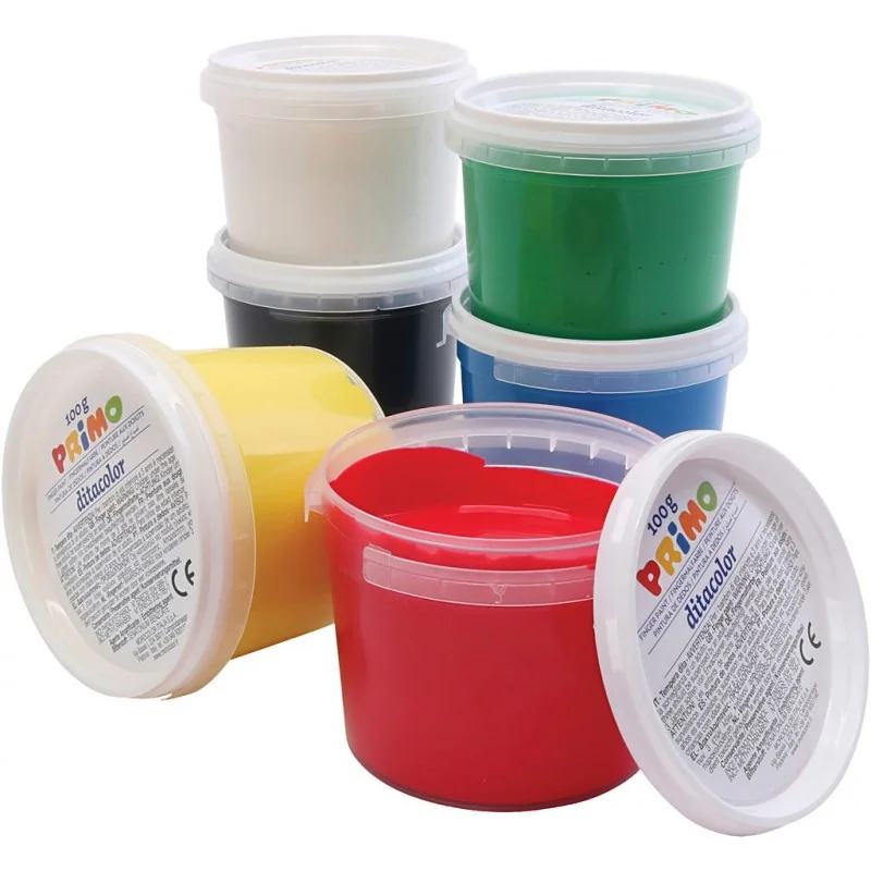 Peinture au doigt, couleurs assorties, 6x100 ml/ 1 Pq.