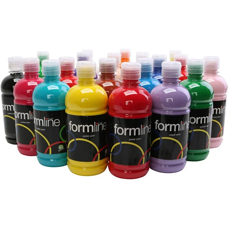 Peinture pour affiches, couleurs assorties, mate, 20x500 ml/ 1 Pq.