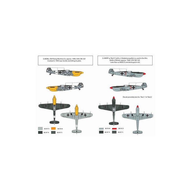 Feuille de décalcomanies Hispano HA-1112M1L Buchon 'Movie Star' + kit de conversion de pièces en résine supplémentaires 