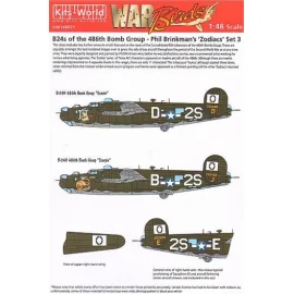 Décal Consolidated B-24H Liberator 834th BS, 486th BG Phil Brinkman's Zodiacs Set 3 (2) 252762 2S-B 'Scorpio'; 252490 2S-D 'Géme