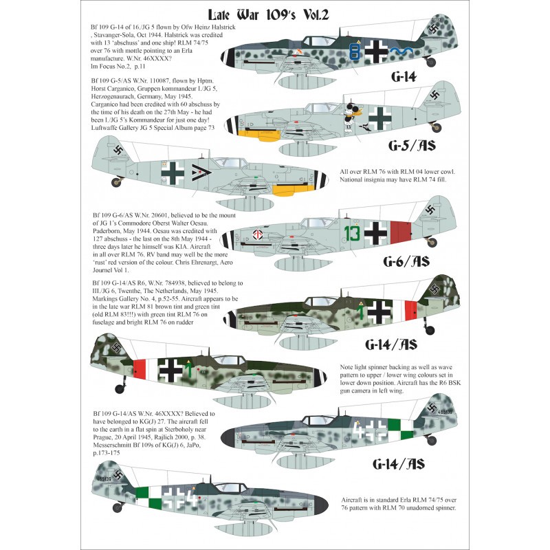 Décal Fin de la guerre Messerschmitt Bf-109 Vol.2Messerschmitt Bf-109G-14Messerschmitt Bf-109G-5Messerschmitt Bf-109G-6Messersch