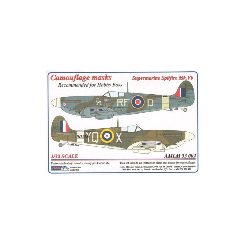 Supermarine Spitfire Mk.Vb, masque de peinture à motif de camouflage RFoD pour les motifs de schéma 'A' (conçu pour être utilisé