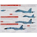 Sukhoi Su-27 Flankers après l'armée de l'air ukrainienne soviétique. Comprend le rouge 39 ; Jaune 39 ; rouge 57 ; bleu 36 ; Bleu