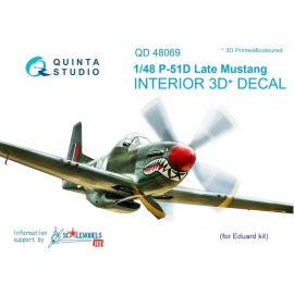 Décalcomanie North-American P-51D Mustang (Late) Intérieur coloré et imprimé en 3D sur papier autocollant (conçu pour être utili