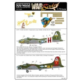 Décal Boeing B-17F-115-BO Flying Fortress 42-30721 'Sweet and Lovely' 553BS, 381BG - B17G-30-BO 42-31909 'Nine O Nine' 323BS 91B