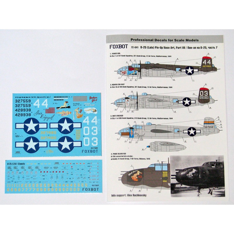 Décal North-American B-25G/J Mitchell (Late) 'Pin-Up Nose Art and Stencils' Part 7 (conçu pour être utilisé avec les kits Airfix