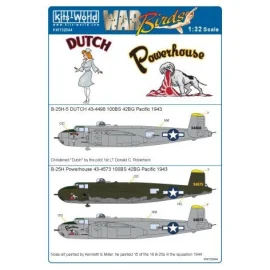 Décal Nord-Américain B-25H-5 43-4573 'Power House' 100BS 42BG Pacific 1943 - Nord-Américain B-25H-5 43-4498 'Dutch' 100BS 42BG P