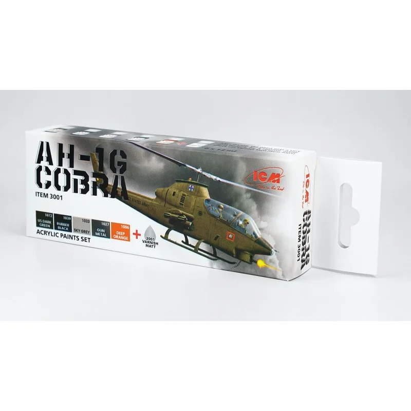 Kit de peinture acrylique pour hélicoptère d'attaque américain ICM Bell AH-1G Cobra (conçu pour être utilisé avec les kits ICM) 