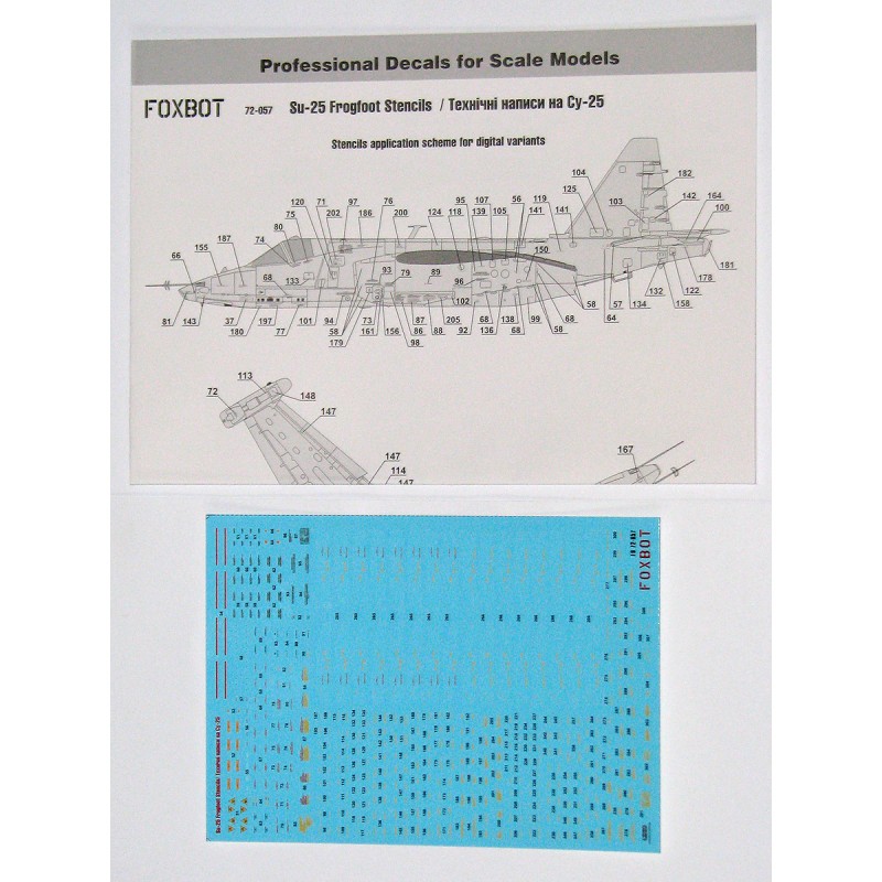 Décal Pochoirs pour Sukhoi Su-25 (conçus pour être utilisés avec les kits ART Model, Clear Prop, KP Models, Kopro, MasterCraft, 