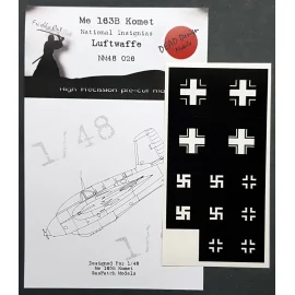 Messerchmitt Me-163B Masques de pinte d'insignes nationaux Komet pour avions LUFTWAFFE (conçus pour être utilisés avec les kits 