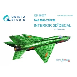 Décalcomanie Mikoyan MiG-21PFM (panneaux de couleur émeraude) Intérieur imprimé en 3D et coloré sur papier autocollant (conçu po