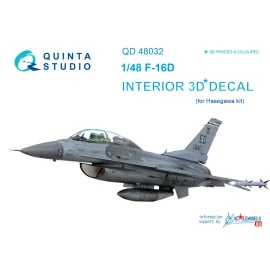 Décalcomanie Lockheed-Martin F-16D Fighting Falcon Imprimé en 3D et intérieur coloré sur papier autocollant (conçu pour être uti