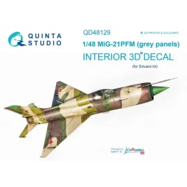 Décalcomanie Mikoyan MiG-21PFM (panneaux de couleur grise) Intérieur imprimé en 3D et coloré sur papier autocollant (conçu pour 