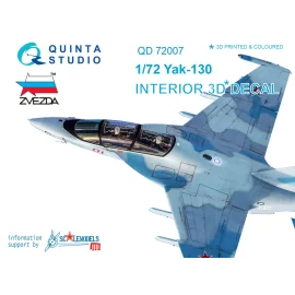 Décalcomanie Yakovlev Yak-130 Intérieur coloré et imprimé en 3D sur papier autocollant (conçu pour être utilisé avec les kits Zv