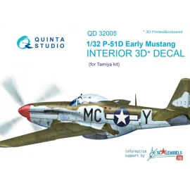 Décalcomanie North-American P-51D Mustang (Early) Intérieur imprimé en 3D et coloré sur papier autocollant (conçu pour être util