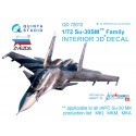 Décalcomanie Sukhoi Su-30SM (Flanker H) Intérieur coloré et imprimé en 3D sur papier autocollant (conçu pour être utilisé avec l