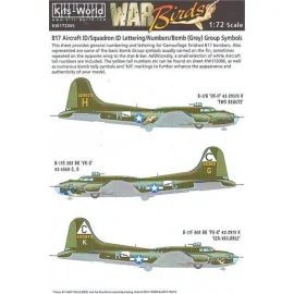 Décal Boeing B-17F/B-17G Flying Fortress Aircraft ID/Squadron ID Lettering Noir et Gris/Chiffres Blanc/Bomb Group Symbols,