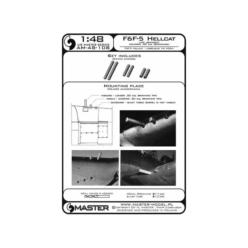 Grumman F6F-5 Hellcat - armement tardif (canons Browning de calibre .50 couverts) (conçu pour être utilisé avec les kits Hasegaw