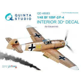 Décalcomanie Messerschmitt Bf-109F-2/F-4 Intérieur coloré et imprimé en 3D sur papier autocollant (conçu pour être utilisé avec 