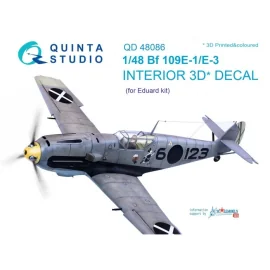 Décalcomanie Messerschmitt Bf-109E-1/E-3 Intérieur coloré et imprimé en 3D sur papier autocollant (conçu pour être utilisé avec 