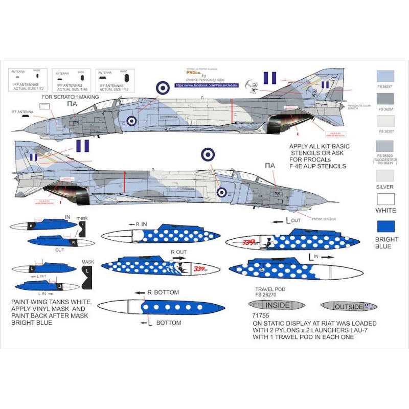 Décal McDonnell F-4E Phantom 339 SQ AU RIAT 2016 La peinture que 339SQN utilise pour la participation au RIAT AIR SHOW 2016