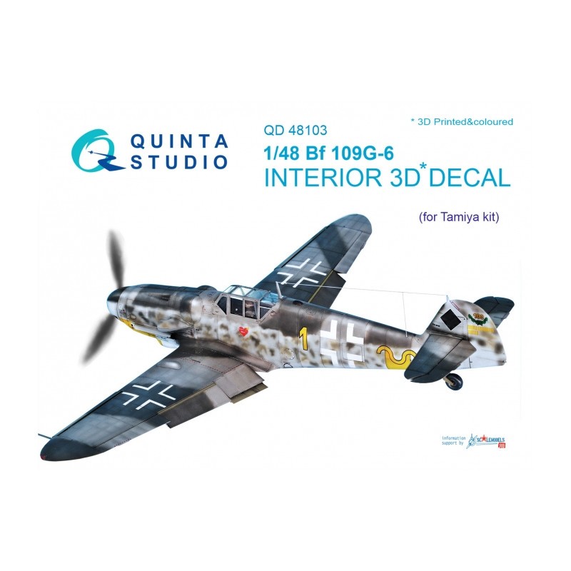 Décalcomanie Messerschmitt Bf-109G-6 Intérieur coloré et imprimé en 3D sur papier autocollant (conçu pour être utilisé avec les 