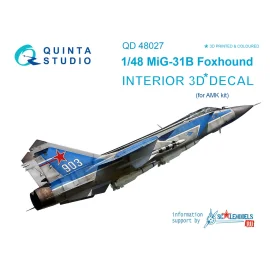 Décalcomanie Mikoyan MiG-31B Intérieur coloré et imprimé en 3D sur papier autocollant (conçu pour être utilisé avec les kits Ava