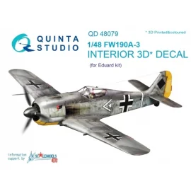 Décalcomanie Focke-Wulf Fw-190A-3 Intérieur coloré et imprimé en 3D sur papier autocollant (conçu pour être utilisé avec les kit