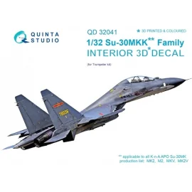 Décalcomanie Sukhoi Su-30MKK Intérieur coloré et imprimé en 3D sur papier autocollant (conçu pour être utilisé avec les kits Tru