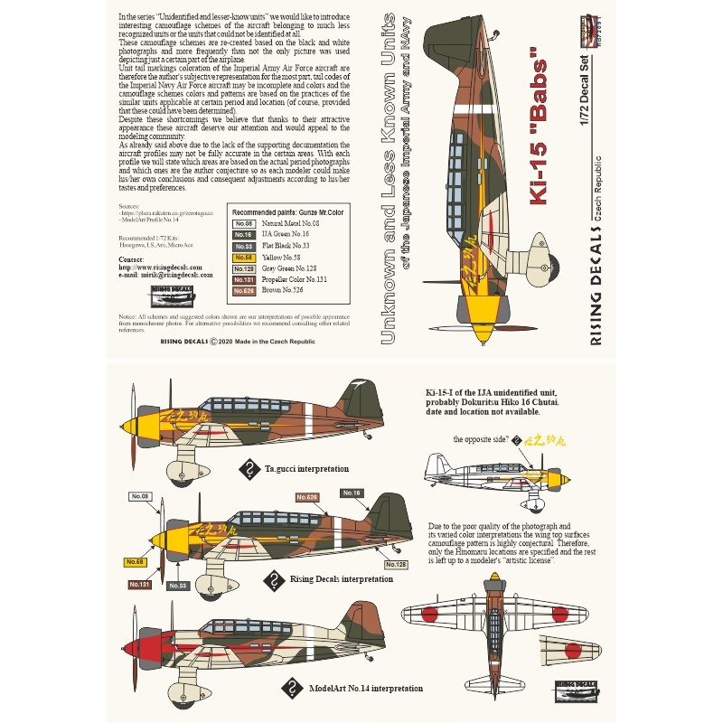 Décal Mitsubishi Ki-15 'Babs' Unités inconnues et moins connues de l'armée impériale japonaise et de la marine Pt.IV