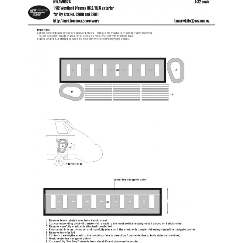 Masque extérieur Westland Wessex HC.2/HU.5 (conçu pour être utilisé avec les kits Fly YLF32010 et YLF32011)