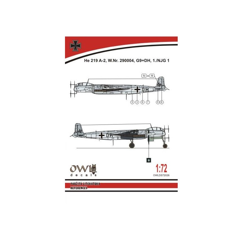 Décal Heinkel He-219A-2 G9+DH (conçu pour être utilisé avec les kits Dragon) [He-219A-5/R4 He-219A-7 He-219A-0]