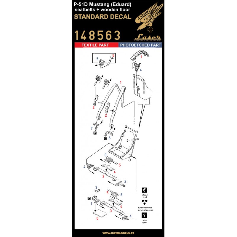 Ceintures de sécurité nord-américaines P-51D-5 Mustang + plancher en bois (conçues pour être utilisées avec les kits Eduard)