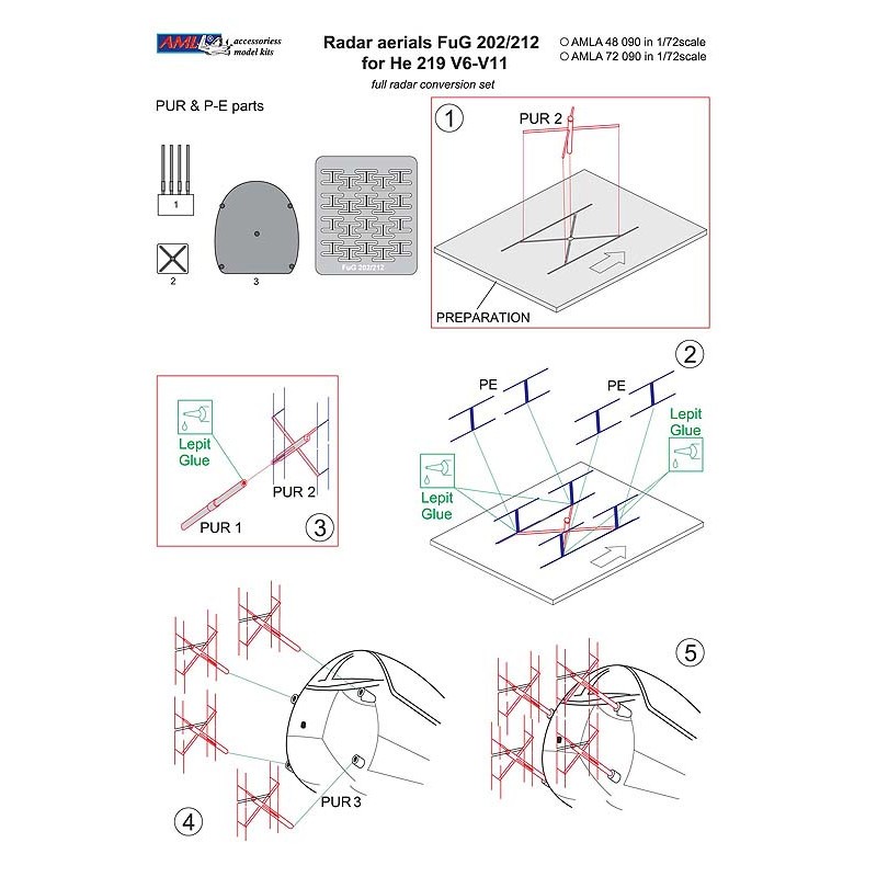 Antennes radar FuG 202/212 pour Heinkel He-219 V6-V11 (conçues pour être utilisées avec les kits Tamiya)