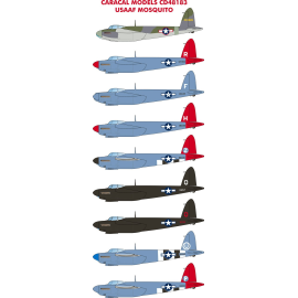 Décal USAAF Mosquitos Plusieurs options de marquage pour de Havilland Mosquito dans le service USAAF de la Seconde Guerre mondia