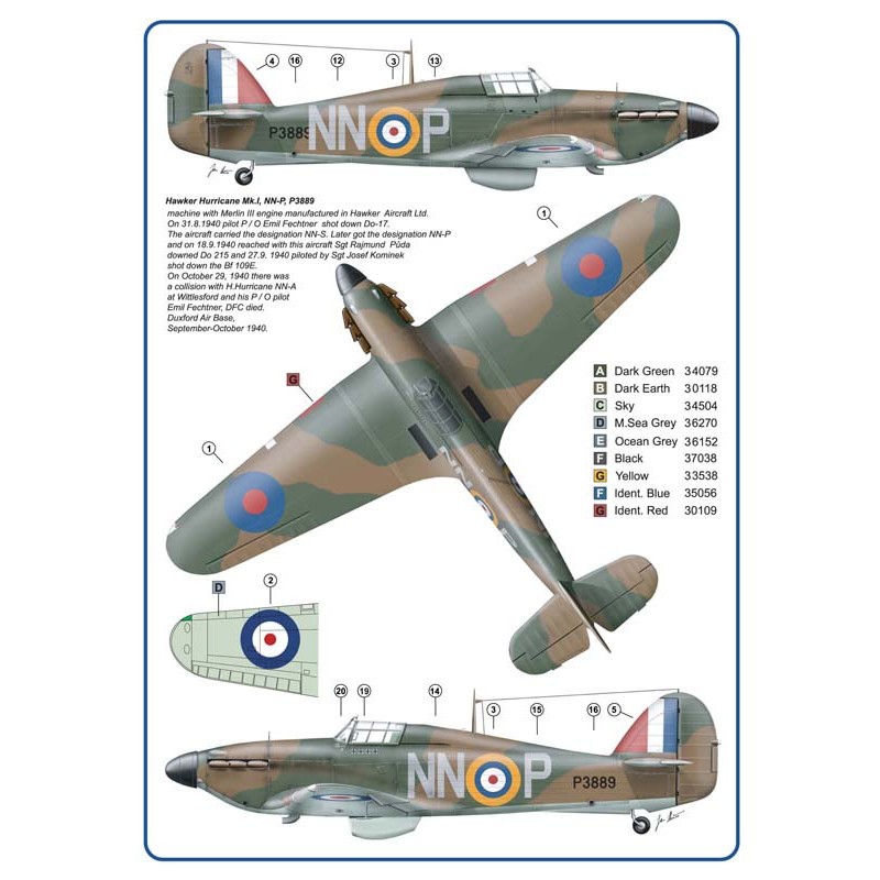 Décal 310e Escadron RAF, Partie II / Hawker Hurricane Mk.I ??' autocollants et masques pour NN@A & NN@P