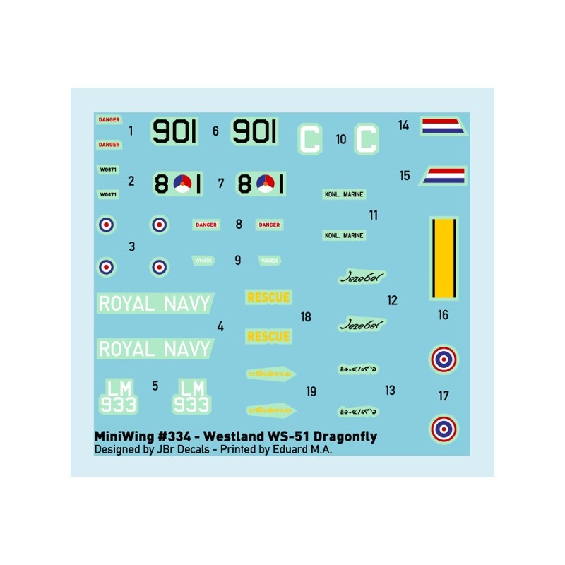 Westland Dragonfly HR.3/HR.5/WS-51 2 kits dans la boîte, 4 variantes de décalcomanies, masques Canopy