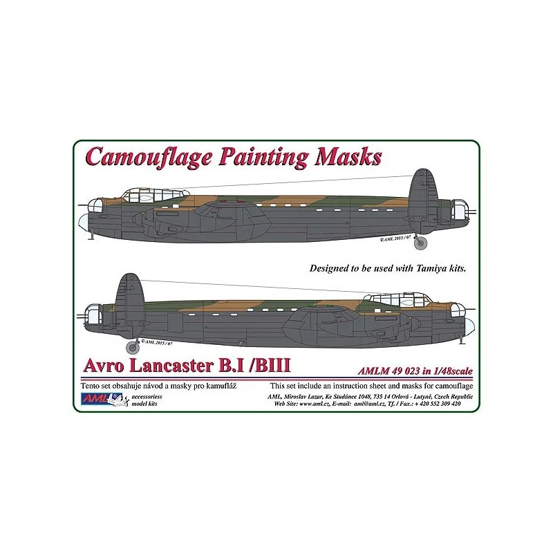 Masque de peinture camouflage Avro Lancaster BI/III (conçu pour être utilisé avec les kits Tamiya)